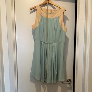 Collective Concepts Cream and Light Blue Mini Dress